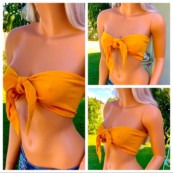 NWT TOPSHOP Sunny Bandeau Sash Tie Tube Crop Top - Picture 6 of 16